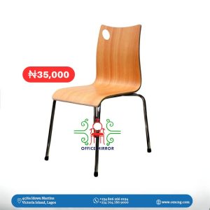 wooden chair with chrome steel legs